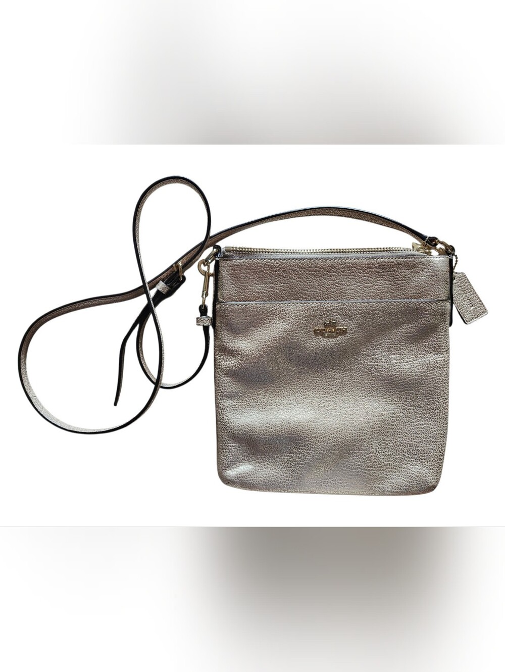Coach EUC Kitt Metallic Leather Messenger Crossbody Bag